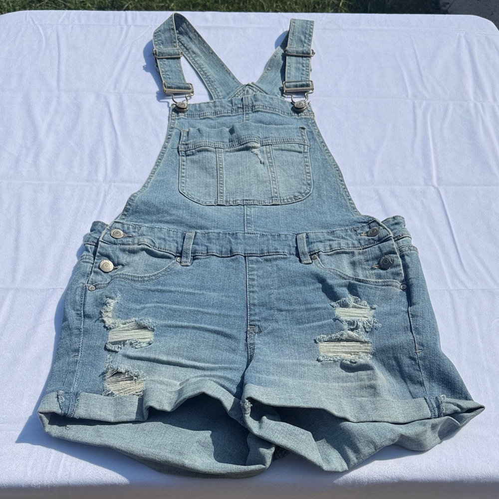 Blue Spice Denim Distressed Jumpsuit